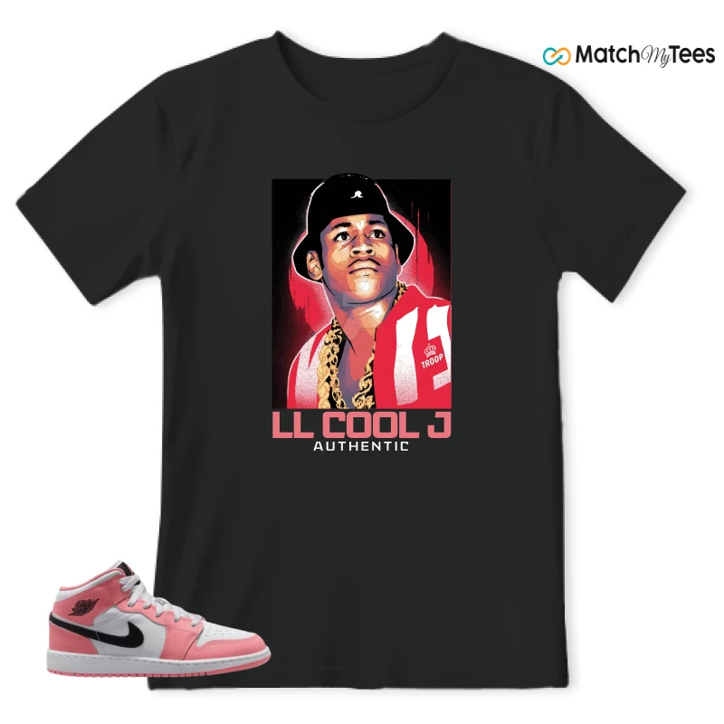 NIKE AIR JORDAN 1 MID GS PINK GAZE WHITE SNEAKER Matching Tees t-shirt