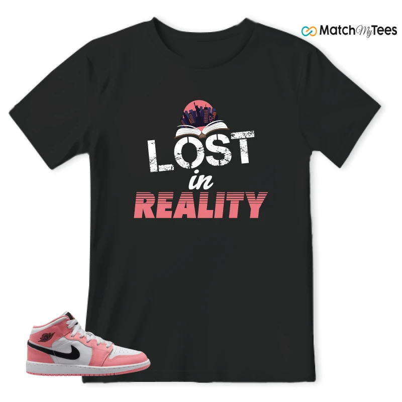 NIKE AIR JORDAN 1 MID GS PINK GAZE WHITE SNEAKER Matching Tees t-shirt