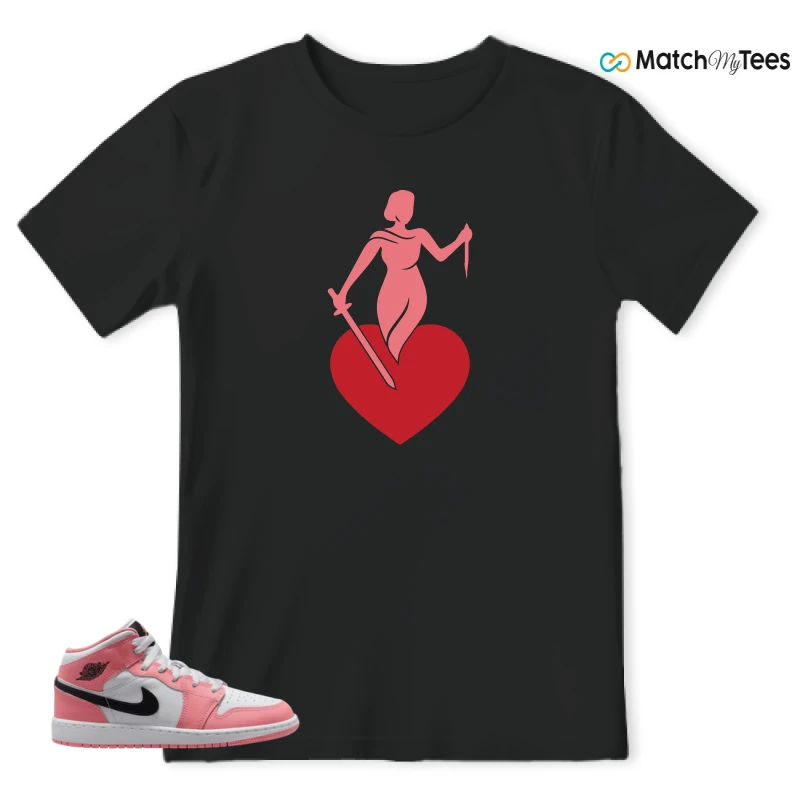 NIKE AIR JORDAN 1 MID GS PINK GAZE WHITE SNEAKER Matching Tees t-shirt