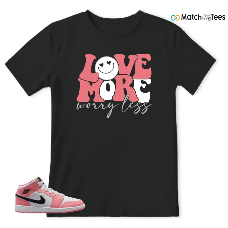 NIKE AIR JORDAN 1 MID GS PINK GAZE WHITE SNEAKER Matching Tees t-shirt