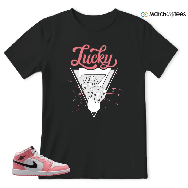NIKE AIR JORDAN 1 MID GS PINK GAZE WHITE SNEAKER Matching Tees t-shirt