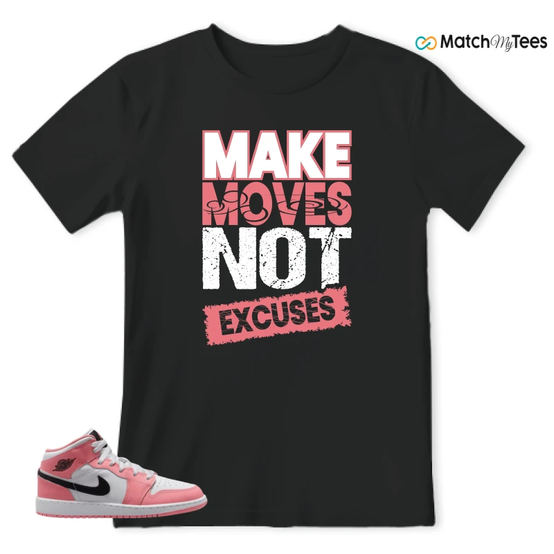 NIKE AIR JORDAN 1 MID GS PINK GAZE WHITE SNEAKER Matching Tees t-shirt