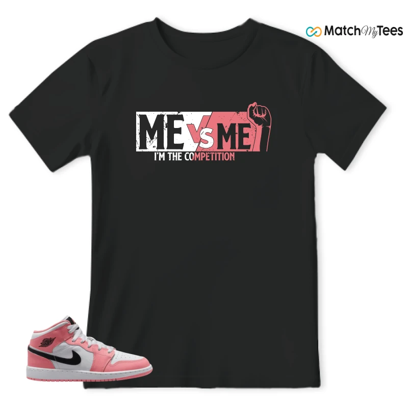 NIKE AIR JORDAN 1 MID GS PINK GAZE WHITE SNEAKER Matching Tees t-shirt