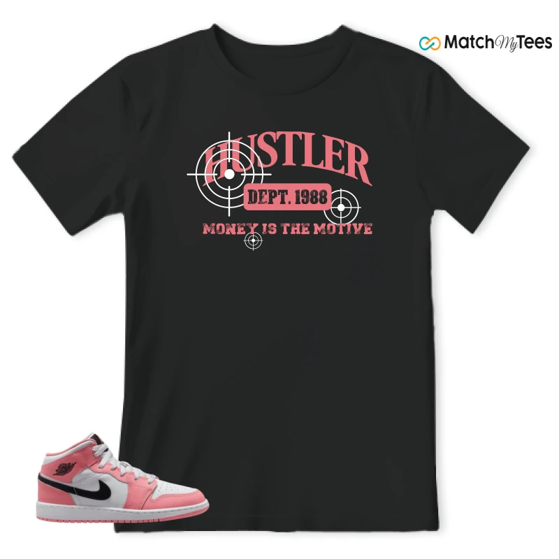 NIKE AIR JORDAN 1 MID GS PINK GAZE WHITE SNEAKER Matching Tees t-shirt