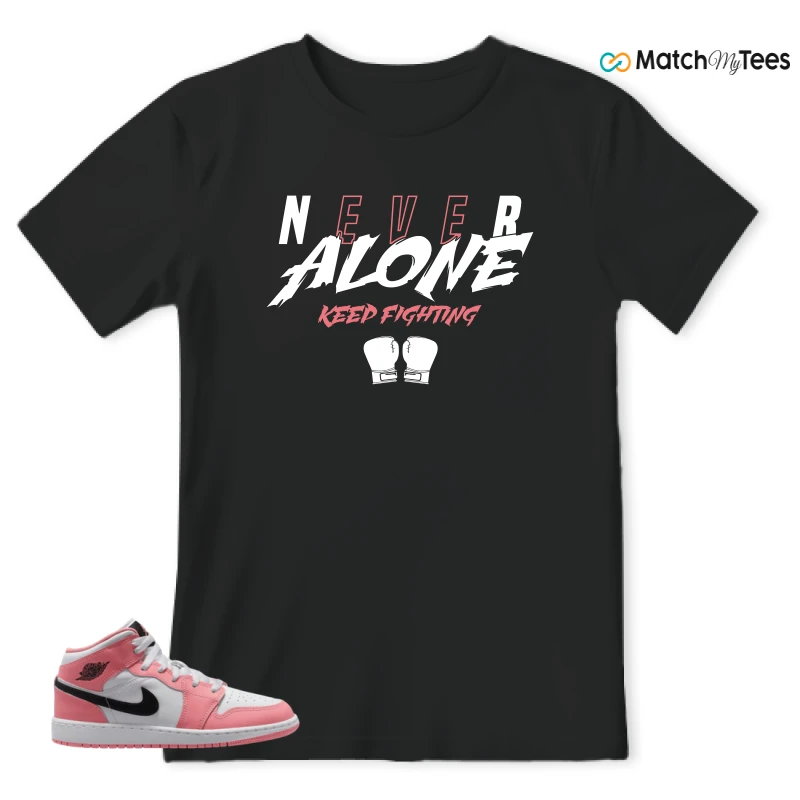 NIKE AIR JORDAN 1 MID GS PINK GAZE WHITE SNEAKER Matching Tees t-shirt