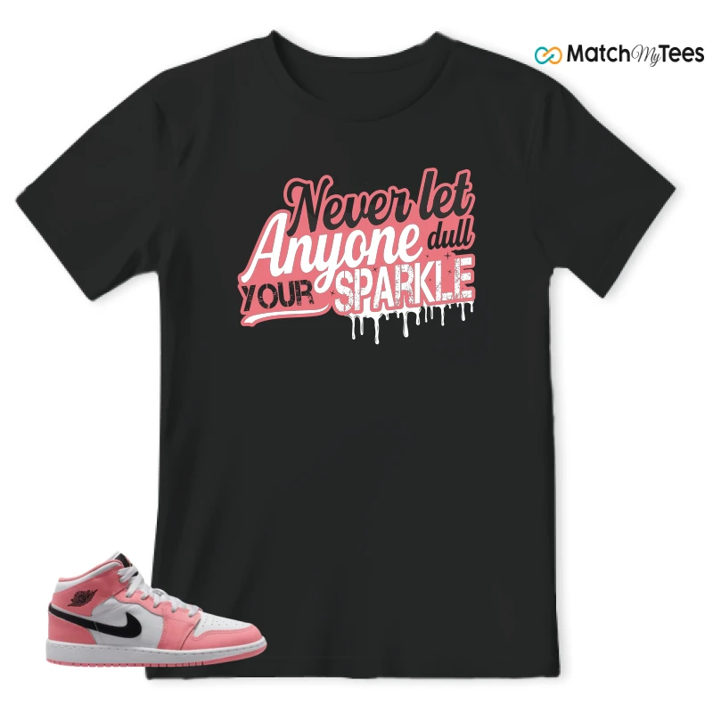 NIKE AIR JORDAN 1 MID GS PINK GAZE WHITE SNEAKER Matching Tees t-shirt