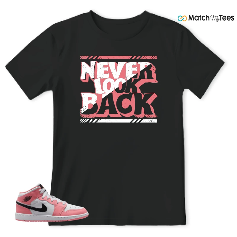 NIKE AIR JORDAN 1 MID GS PINK GAZE WHITE SNEAKER Matching Tees t-shirt