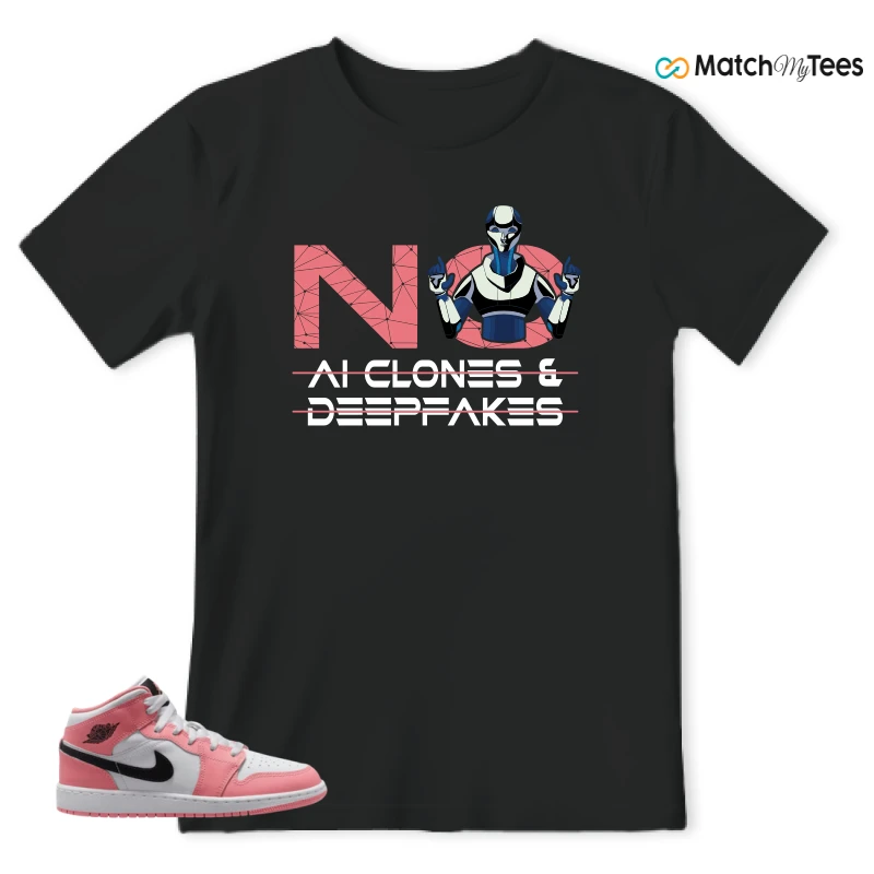 NIKE AIR JORDAN 1 MID GS PINK GAZE WHITE SNEAKER Matching Tees t-shirt