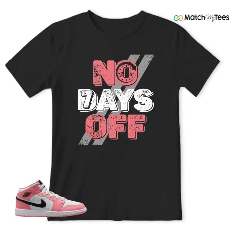 NIKE AIR JORDAN 1 MID GS PINK GAZE WHITE SNEAKER Matching Tees t-shirt