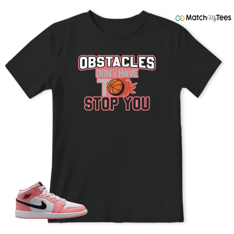 NIKE AIR JORDAN 1 MID GS PINK GAZE WHITE SNEAKER Matching Tees t-shirt
