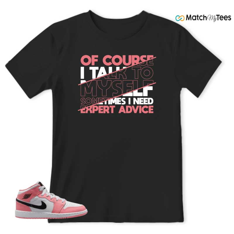 NIKE AIR JORDAN 1 MID GS PINK GAZE WHITE SNEAKER Matching Tees t-shirt