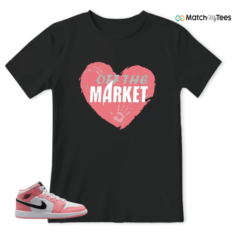 NIKE AIR JORDAN 1 MID GS PINK GAZE WHITE SNEAKER Matching Tees t-shirt