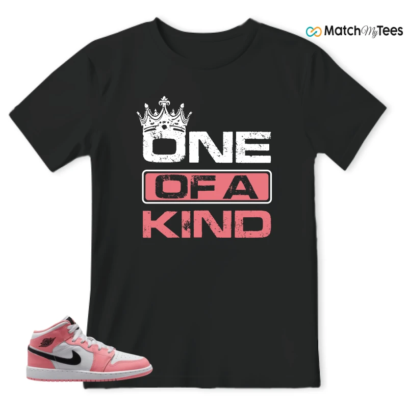 NIKE AIR JORDAN 1 MID GS PINK GAZE WHITE SNEAKER Matching Tees t-shirt