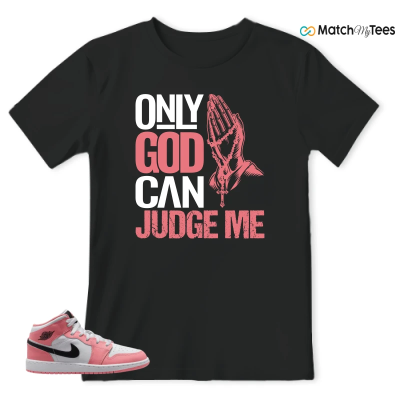 NIKE AIR JORDAN 1 MID GS PINK GAZE WHITE SNEAKER Matching Tees t-shirt