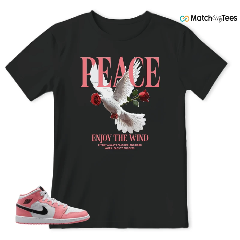 NIKE AIR JORDAN 1 MID GS PINK GAZE WHITE SNEAKER Matching Tees t-shirt
