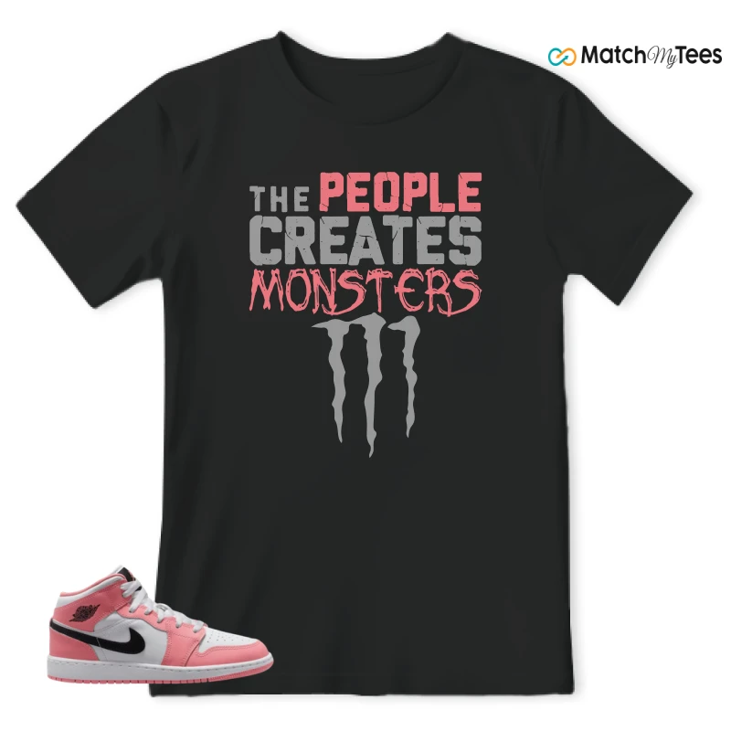 NIKE AIR JORDAN 1 MID GS PINK GAZE WHITE SNEAKER Matching Tees t-shirt