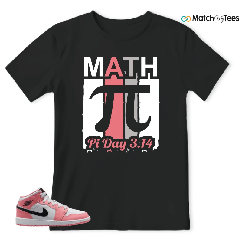 NIKE AIR JORDAN 1 MID GS PINK GAZE WHITE SNEAKER Matching Tees t-shirt