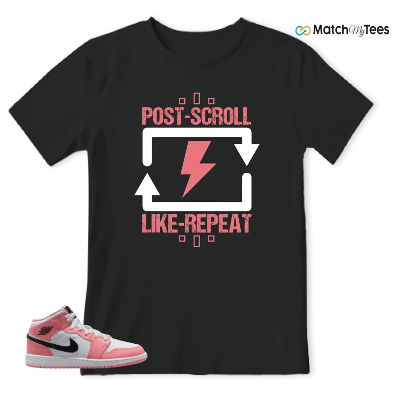 NIKE AIR JORDAN 1 MID GS PINK GAZE WHITE SNEAKER Matching Tees t-shirt