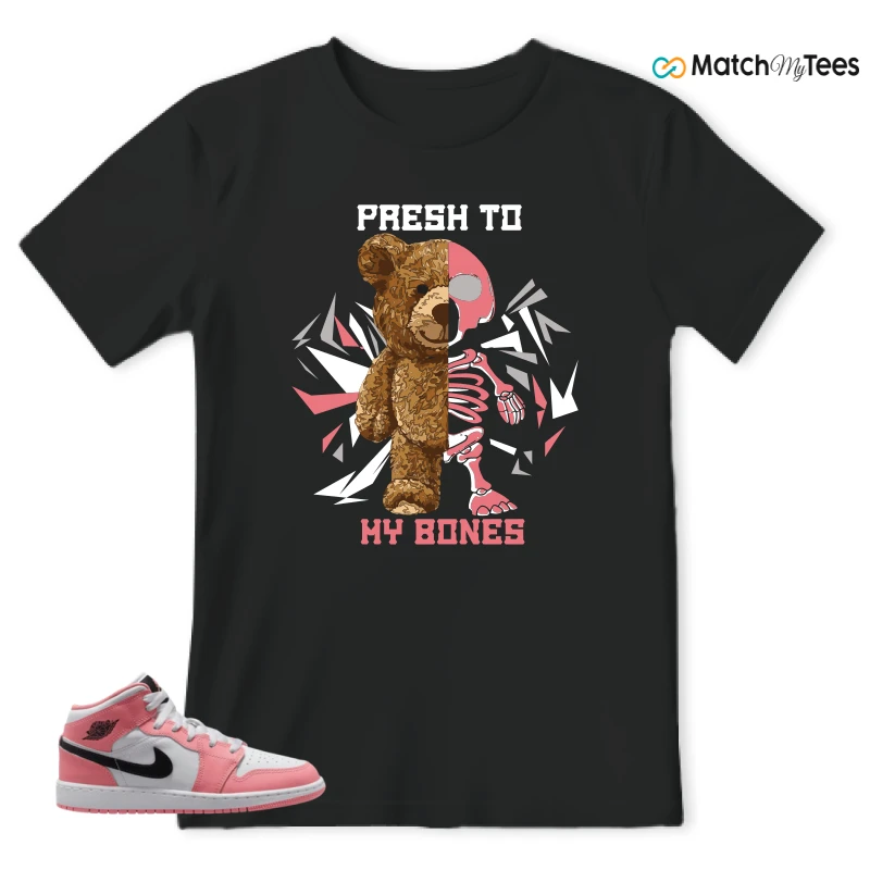 NIKE AIR JORDAN 1 MID GS PINK GAZE WHITE SNEAKER Matching Tees t-shirt