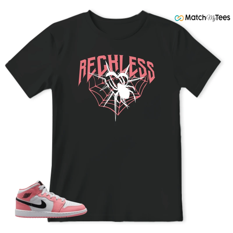 NIKE AIR JORDAN 1 MID GS PINK GAZE WHITE SNEAKER Matching Tees t-shirt