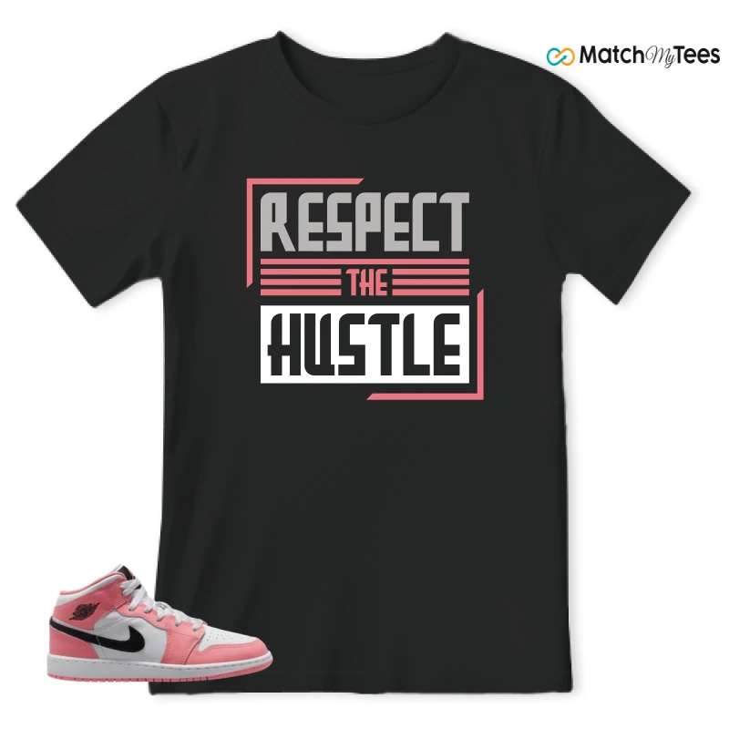 NIKE AIR JORDAN 1 MID GS PINK GAZE WHITE SNEAKER Matching Tees t-shirt