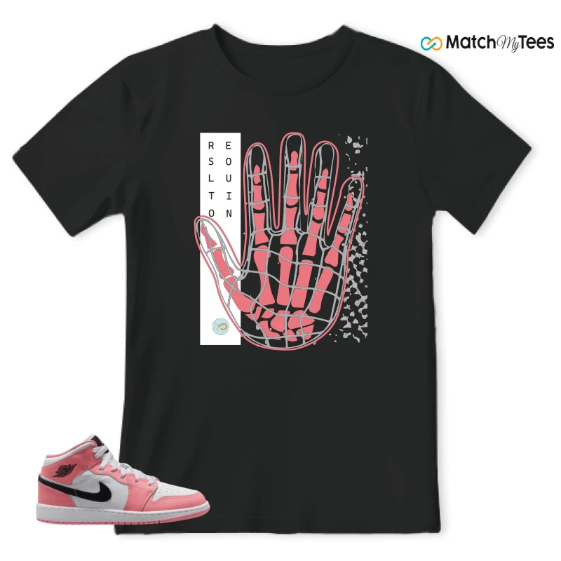 NIKE AIR JORDAN 1 MID GS PINK GAZE WHITE SNEAKER Matching Tees t-shirt