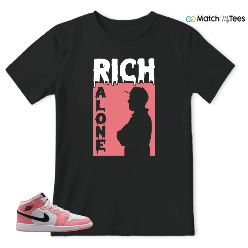 NIKE AIR JORDAN 1 MID GS PINK GAZE WHITE SNEAKER Matching Tees t-shirt