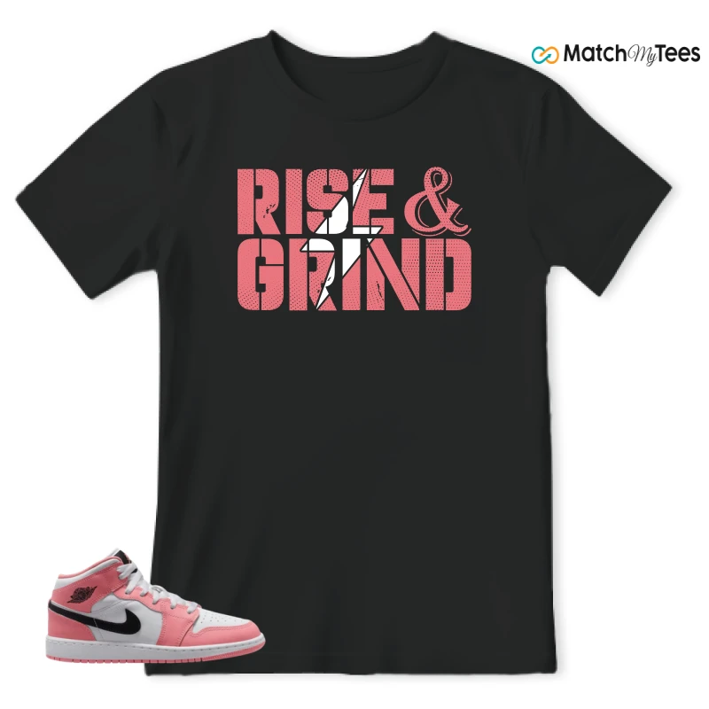 NIKE AIR JORDAN 1 MID GS PINK GAZE WHITE SNEAKER Matching Tees t-shirt