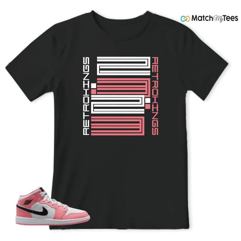 NIKE AIR JORDAN 1 MID GS PINK GAZE WHITE SNEAKER Matching Tees t-shirt