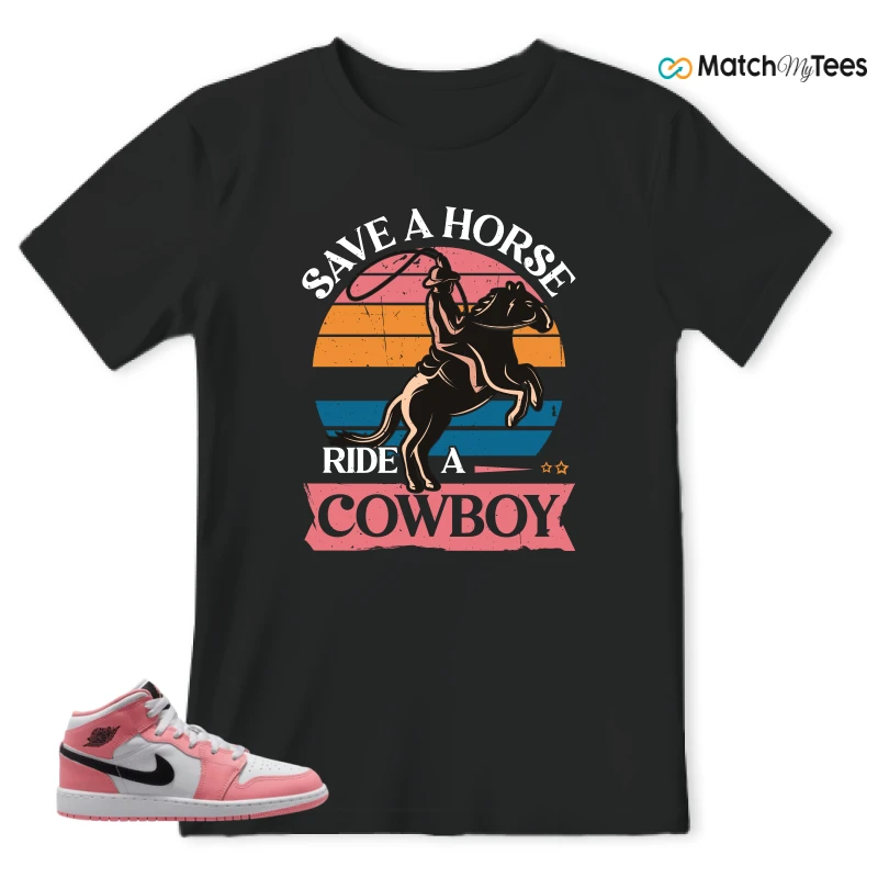 NIKE AIR JORDAN 1 MID GS PINK GAZE WHITE SNEAKER Matching Tees t-shirt