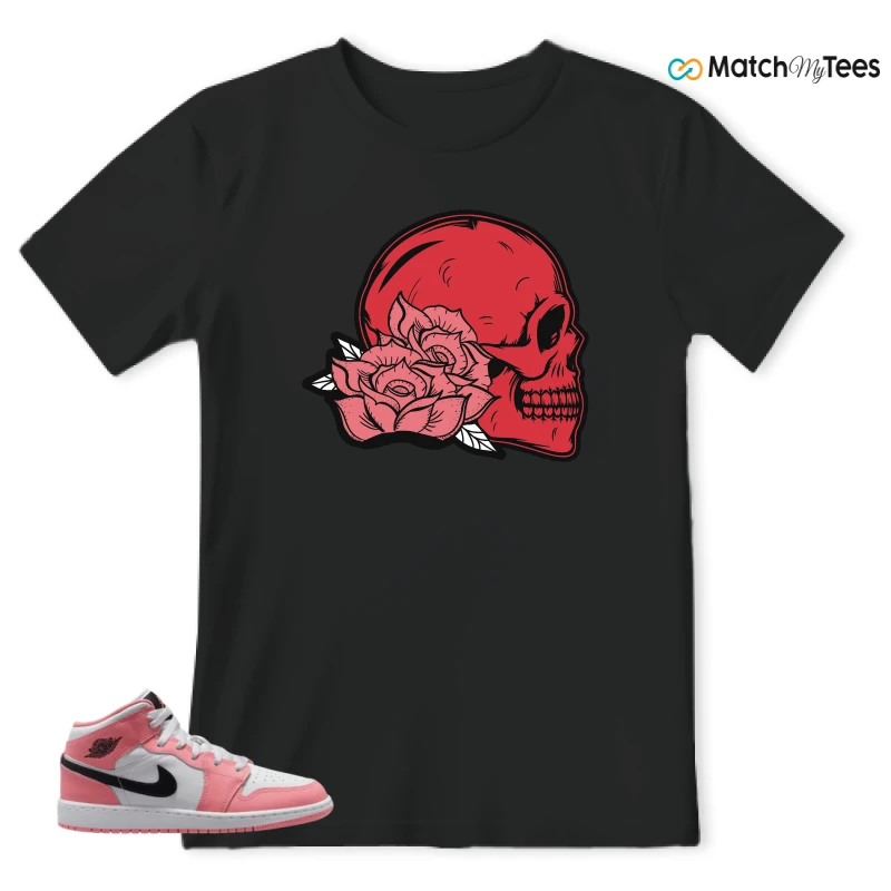NIKE AIR JORDAN 1 MID GS PINK GAZE WHITE SNEAKER Matching Tees t-shirt