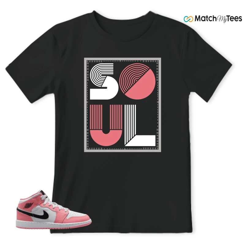 NIKE AIR JORDAN 1 MID GS PINK GAZE WHITE SNEAKER Matching Tees t-shirt
