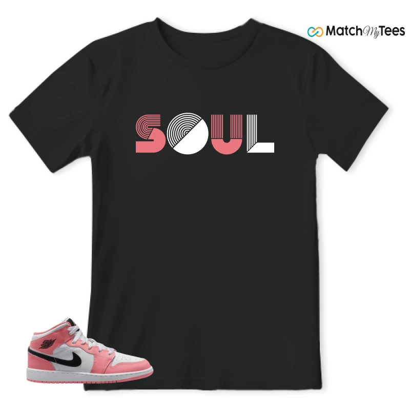 NIKE AIR JORDAN 1 MID GS PINK GAZE WHITE SNEAKER Matching Tees t-shirt