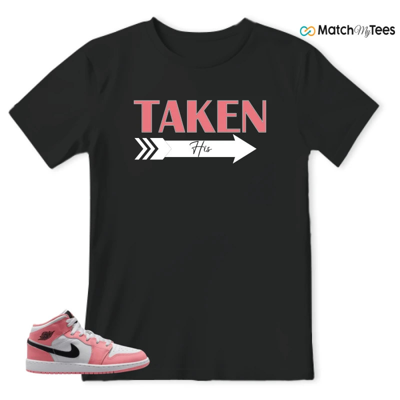 NIKE AIR JORDAN 1 MID GS PINK GAZE WHITE SNEAKER Matching Tees t-shirt