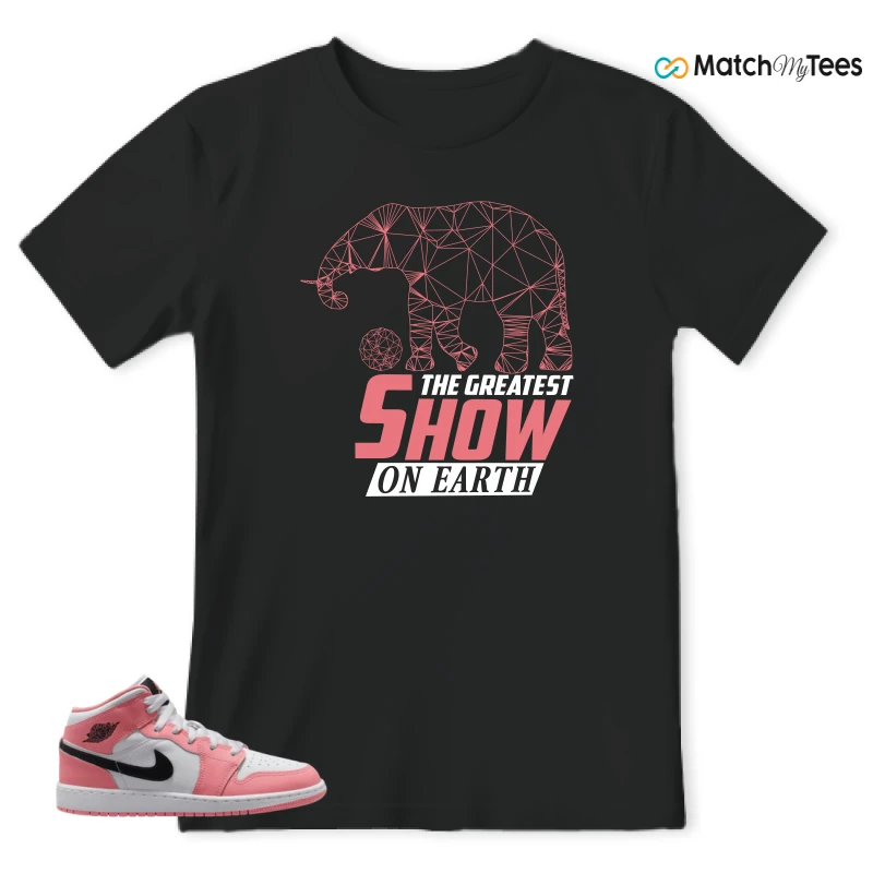 NIKE AIR JORDAN 1 MID GS PINK GAZE WHITE SNEAKER Matching Tees t-shirt