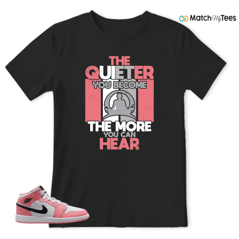 NIKE AIR JORDAN 1 MID GS PINK GAZE WHITE SNEAKER Matching Tees t-shirt