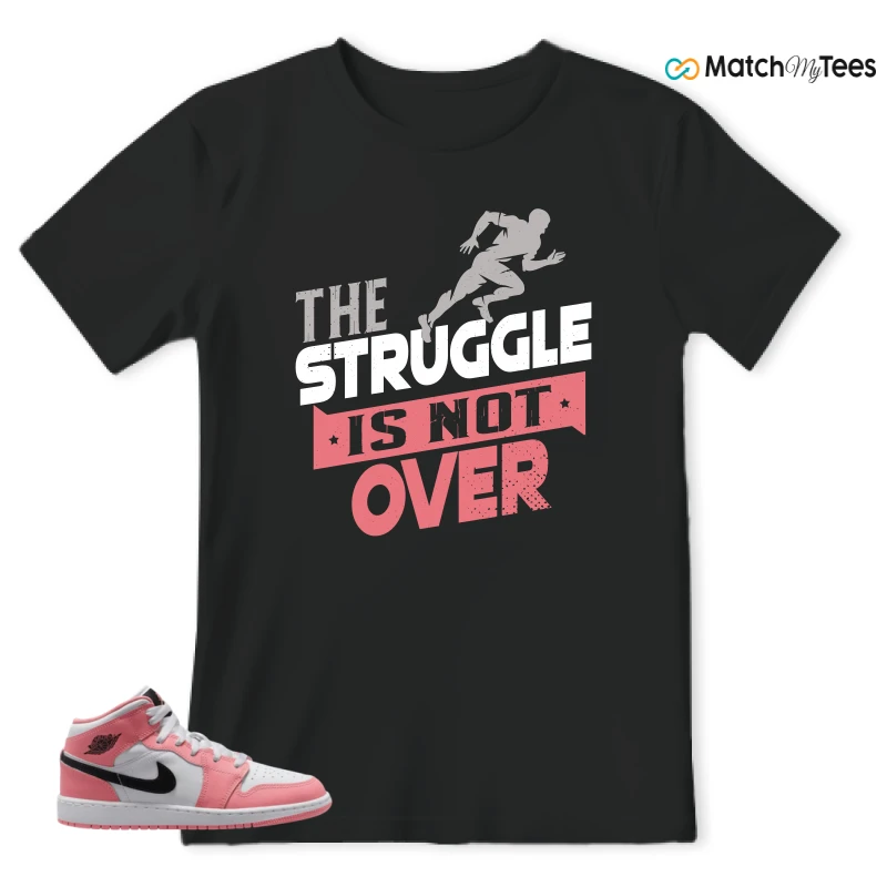 NIKE AIR JORDAN 1 MID GS PINK GAZE WHITE SNEAKER Matching Tees t-shirt