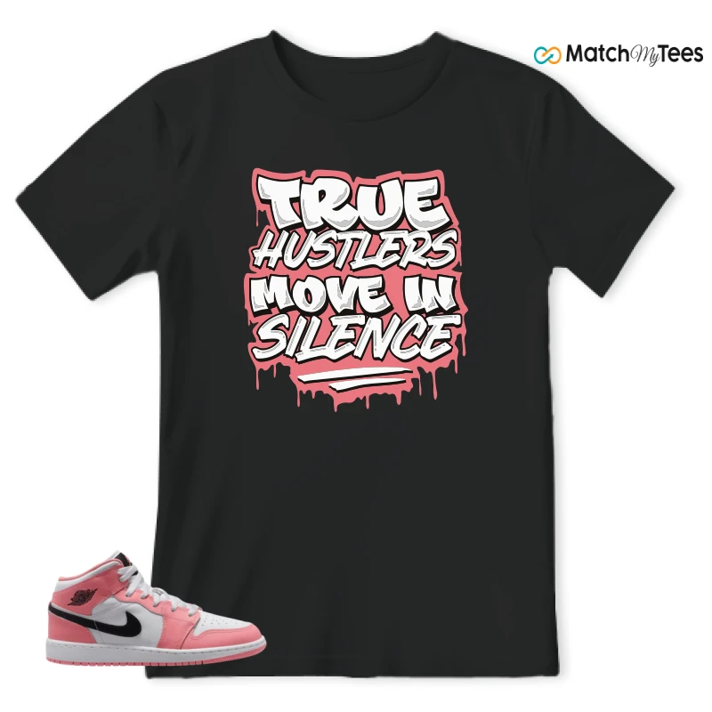 NIKE AIR JORDAN 1 MID GS PINK GAZE WHITE SNEAKER Matching Tees t-shirt