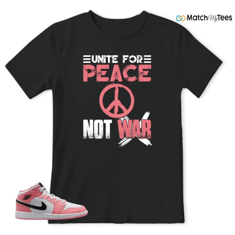 NIKE AIR JORDAN 1 MID GS PINK GAZE WHITE SNEAKER Matching Tees t-shirt