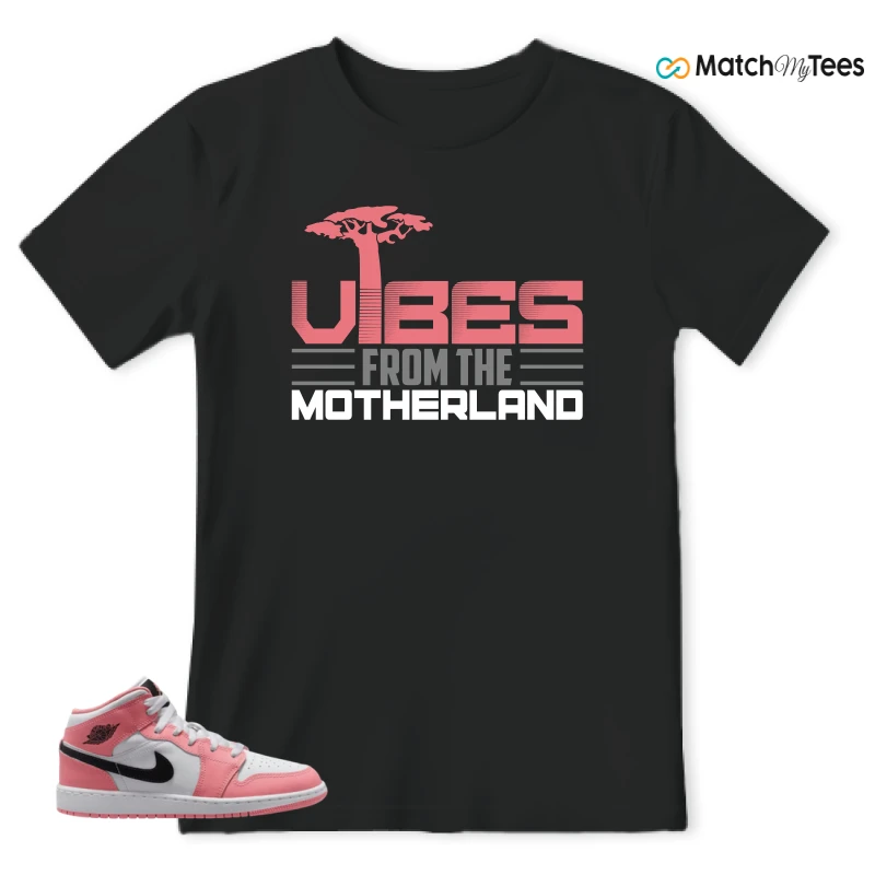 NIKE AIR JORDAN 1 MID GS PINK GAZE WHITE SNEAKER Matching Tees t-shirt