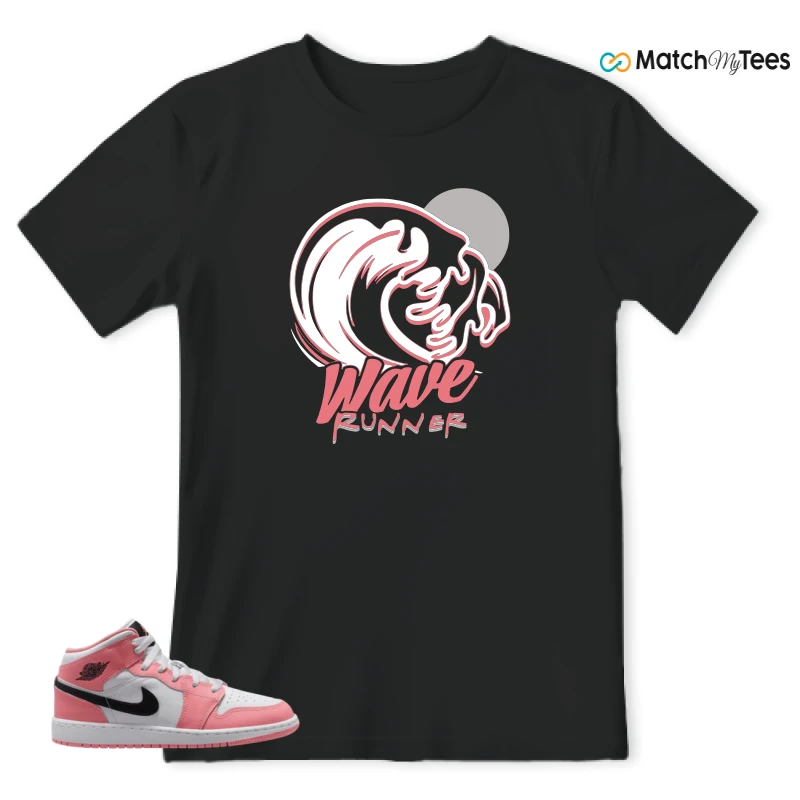 NIKE AIR JORDAN 1 MID GS PINK GAZE WHITE SNEAKER Matching Tees t-shirt