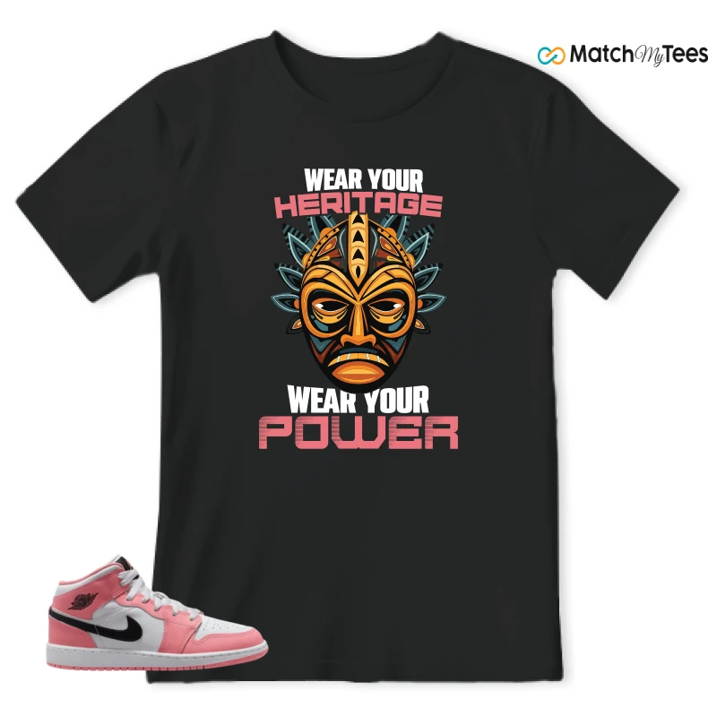 NIKE AIR JORDAN 1 MID GS PINK GAZE WHITE SNEAKER Matching Tees t-shirt