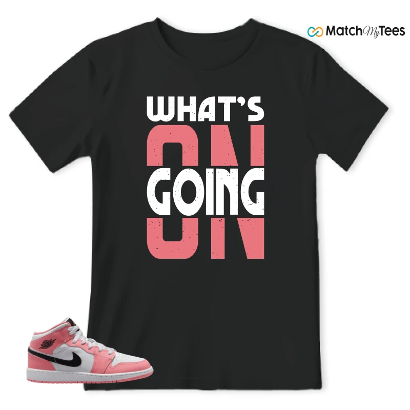 NIKE AIR JORDAN 1 MID GS PINK GAZE WHITE SNEAKER Matching Tees t-shirt