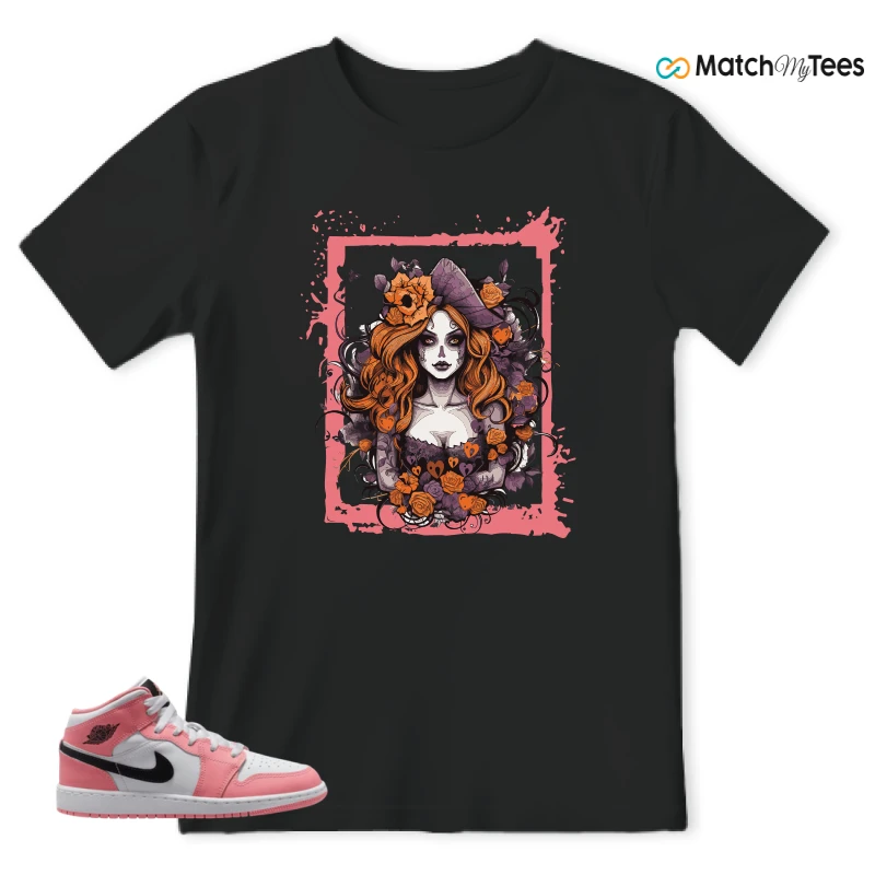 NIKE AIR JORDAN 1 MID GS PINK GAZE WHITE SNEAKER Matching Tees t-shirt