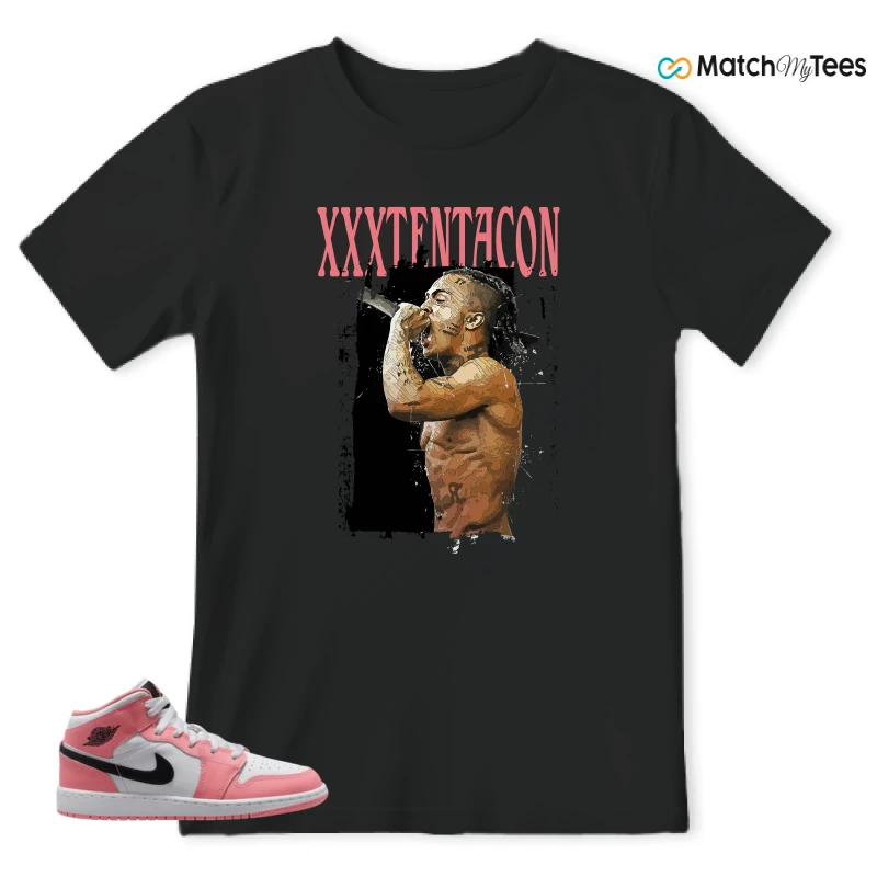 NIKE AIR JORDAN 1 MID GS PINK GAZE WHITE SNEAKER Matching Tees t-shirt