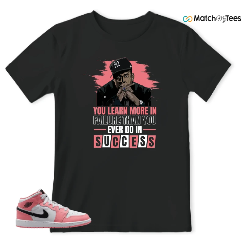 NIKE AIR JORDAN 1 MID GS PINK GAZE WHITE SNEAKER Matching Tees t-shirt