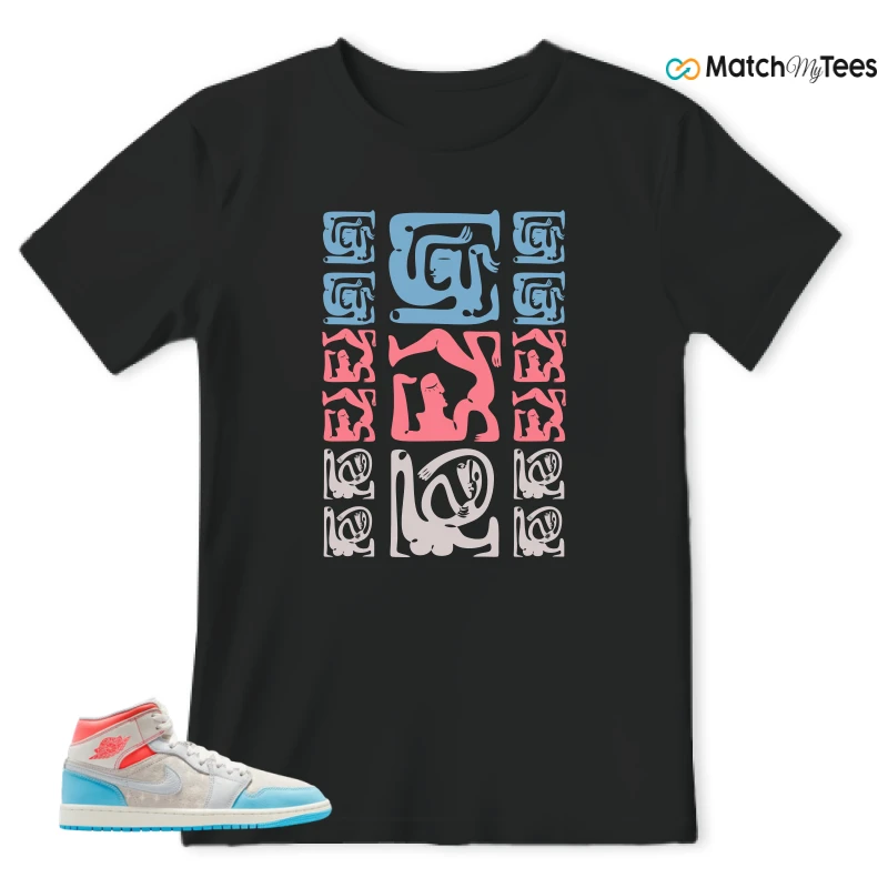 NIKE AIR JORDAN 1 MID SAIL HOT LAVA BLUE CHILL SNEAKER Matching Tees t-shirt
