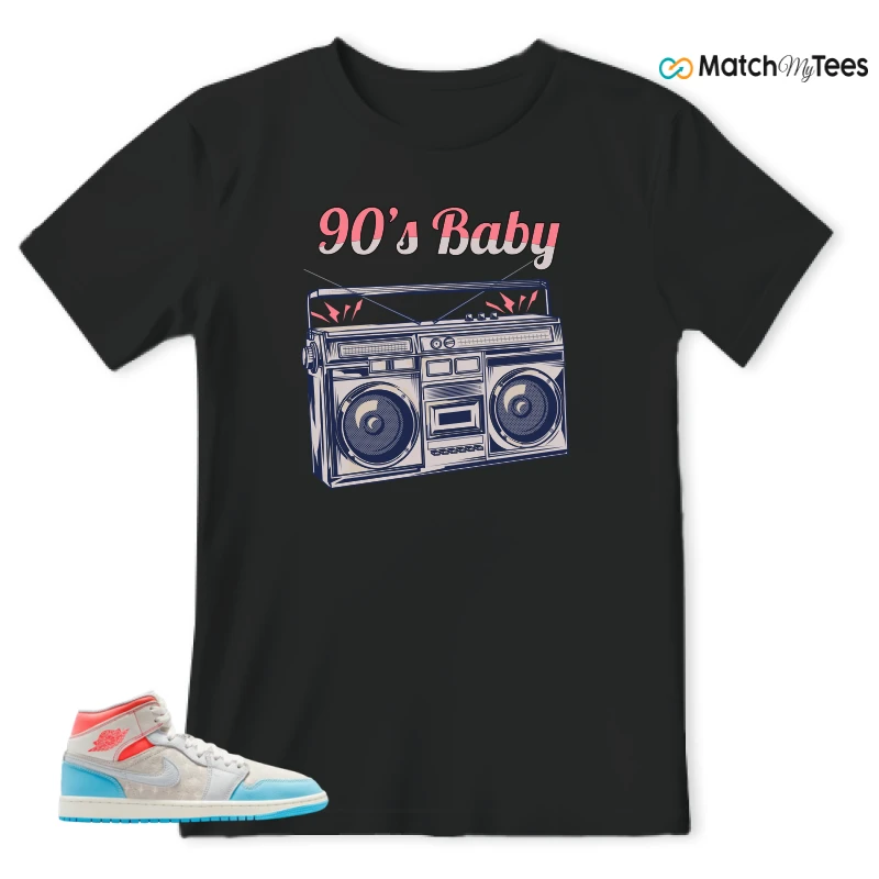 NIKE AIR JORDAN 1 MID SAIL HOT LAVA BLUE CHILL SNEAKER Matching Tees t-shirt
