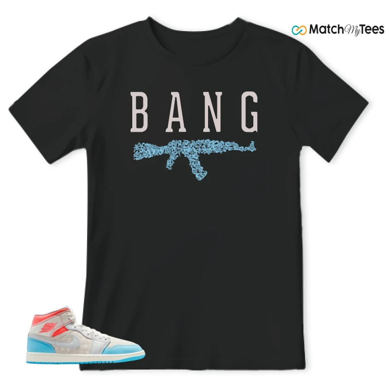 NIKE AIR JORDAN 1 MID SAIL HOT LAVA BLUE CHILL SNEAKER Matching Tees t-shirt