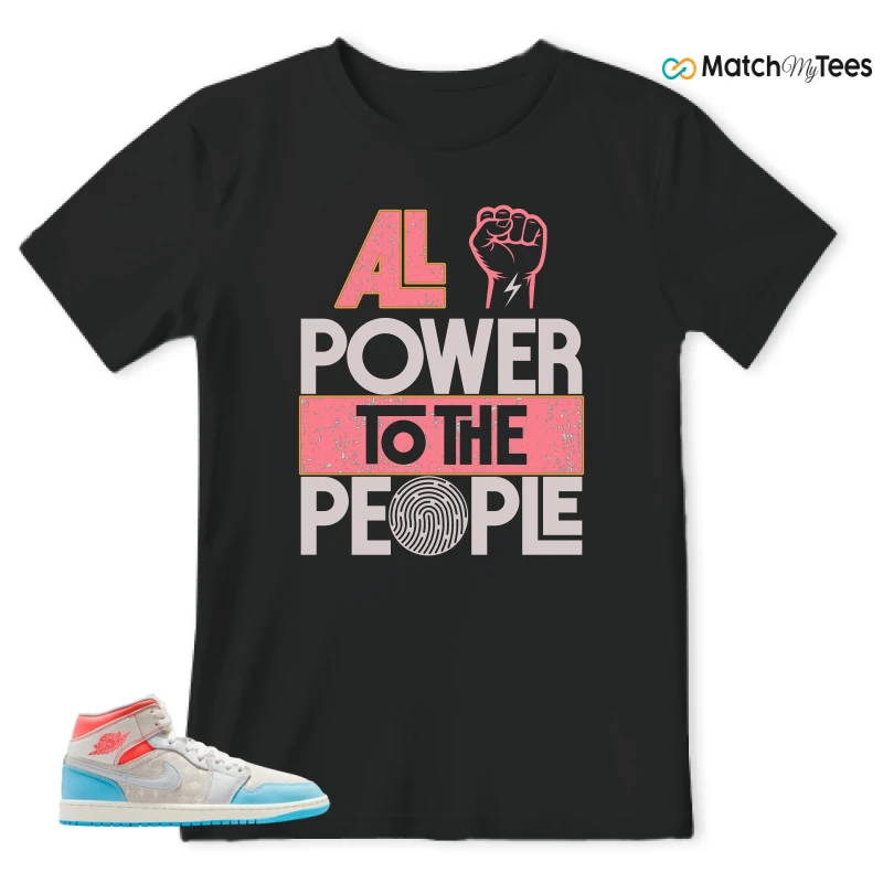 NIKE AIR JORDAN 1 MID SAIL HOT LAVA BLUE CHILL SNEAKER Matching Tees t-shirt